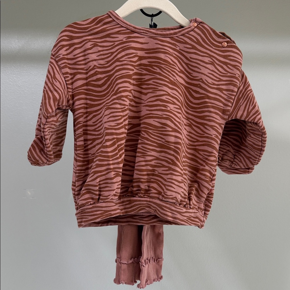 Zebra Striped Kids Sweatshirt - Pink and Brown